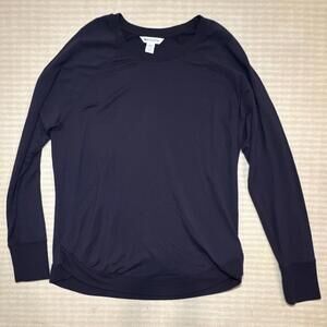 Athleta Mindset Navy Pullover Sweatshirt L Women Crew Neck Modal Regular Raglan